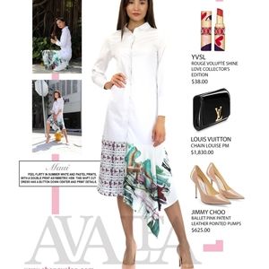 Ava Lea Maui-Dual Print  Stunning Cotton Shirt Dress NWT